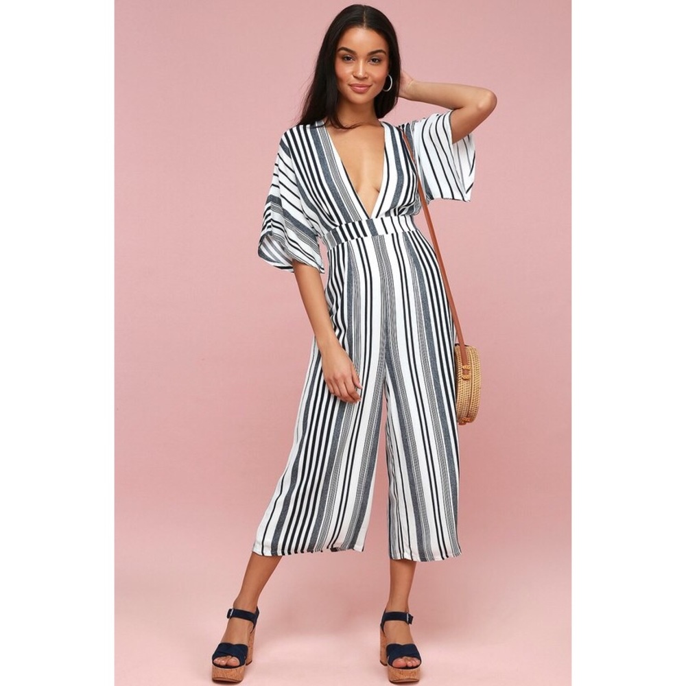 Striped Navy and White Jumpsuit